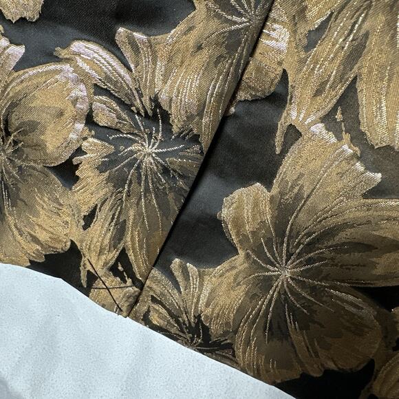 Chicos Metallic Floral Brocade Long Jacket Sz 3 Black Gold Evening Coat NWOT XL - Picture 6 of 15